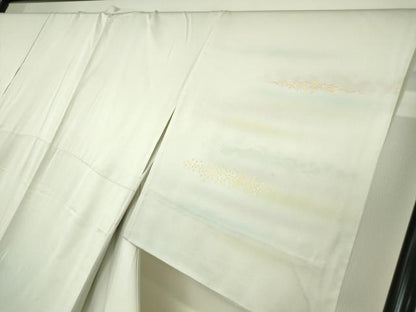 平和屋着物▽人間国宝　福田喜三郎　訪問着　単衣　霞文　金彩　正絹　逸品DABE4451az