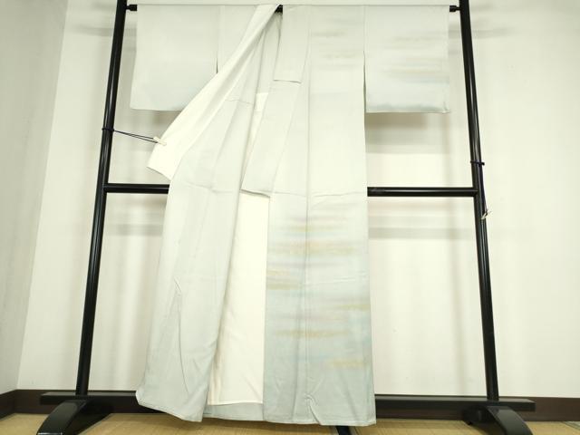 平和屋着物▽人間国宝　福田喜三郎　訪問着　単衣　霞文　金彩　正絹　逸品DABE4451az