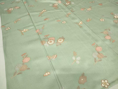 平和屋着物▽上質な小紋　単衣　舞蝶花文　金彩　正絹　逸品　DABE4454az