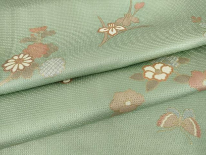 平和屋着物▽上質な小紋　単衣　舞蝶花文　金彩　正絹　逸品　DABE4454az