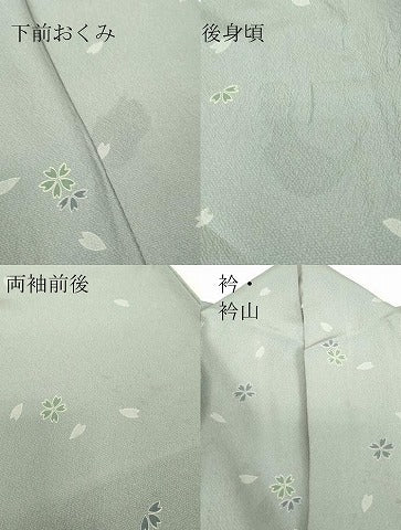 平和屋着物▽上質な小紋　単衣　舞桜文　正絹　逸品　DABE4455az