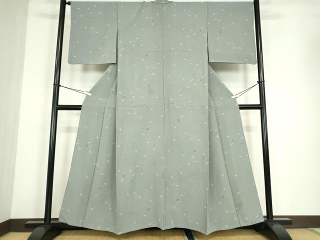 平和屋着物▽上質な小紋　単衣　舞桜文　正絹　逸品　DABE4455az