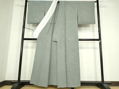 平和屋着物▽上質な小紋　単衣　舞桜文　正絹　逸品　DABE4455az