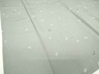 平和屋着物▽上質な小紋　単衣　舞桜文　正絹　逸品　DABE4455az