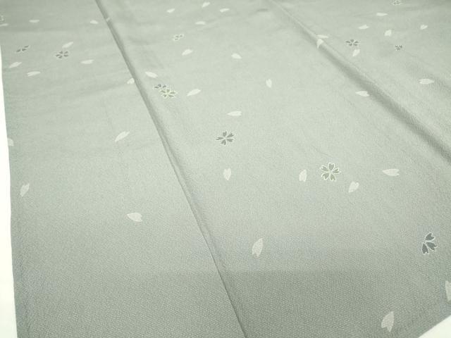 平和屋着物▽上質な小紋　単衣　舞桜文　正絹　逸品　DABE4455az