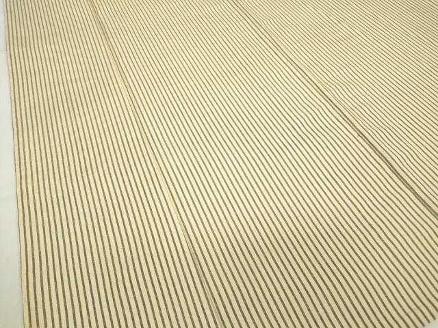 平和屋着物▽上質な紬　単衣　縞　正絹　逸品　DABE4456az