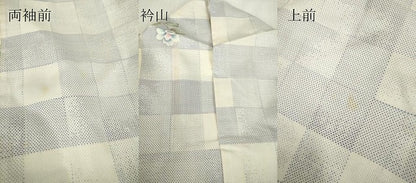 平和屋着物▽本場大島紬　白大島　9マルキ　単衣　市松花文　総絣　正絹　逸品　DABE4457az