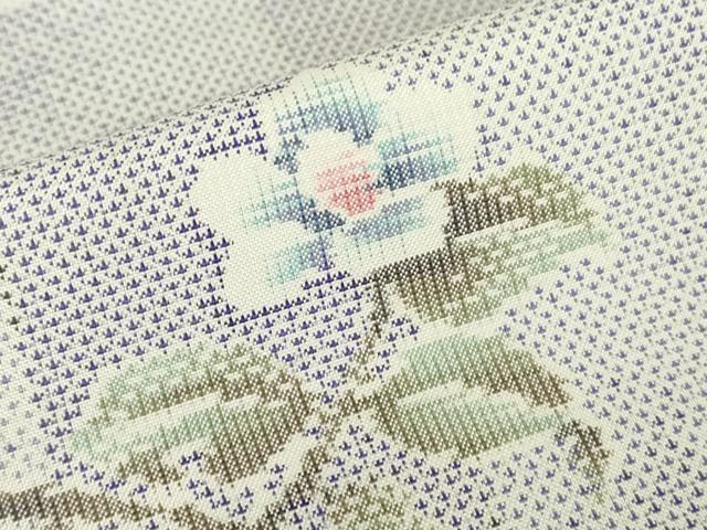 平和屋着物▽本場大島紬　白大島　9マルキ　単衣　市松花文　総絣　正絹　逸品　DABE4457az