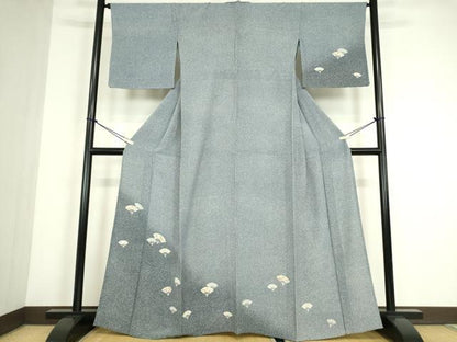 平和屋着物▽訪問着　単衣　扇面花文　たたき染め　正絹　逸品　DABE4458az