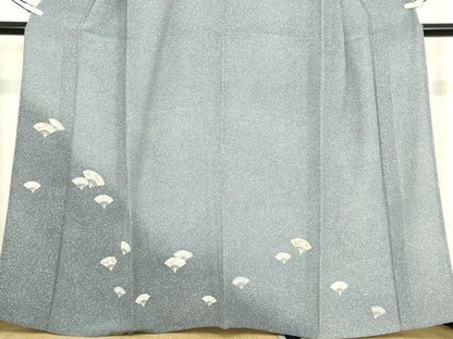 平和屋着物▽訪問着　単衣　扇面花文　たたき染め　正絹　逸品　DABE4458az