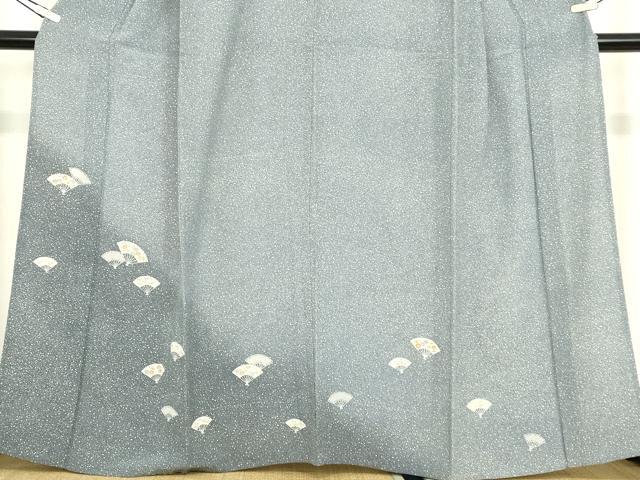 平和屋着物▽訪問着　単衣　扇面花文　たたき染め　正絹　逸品　DABE4458az