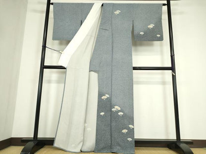 平和屋着物▽訪問着　単衣　扇面花文　たたき染め　正絹　逸品　DABE4458az