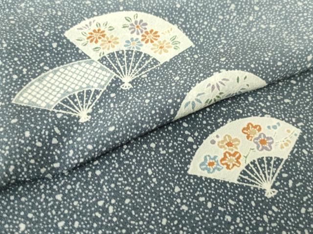 平和屋着物▽訪問着　単衣　扇面花文　たたき染め　正絹　逸品　DABE4458az