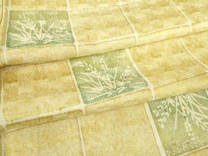 平和屋着物▽上質な小紋　単衣　市松花文　金糸　三越扱い　正絹　逸品　DABE4461az