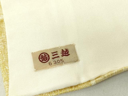 平和屋着物▽上質な小紋　単衣　市松花文　金糸　三越扱い　正絹　逸品　DABE4461az