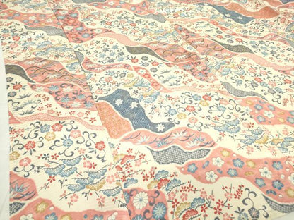 平和屋着物▽上質な小紋　単衣　吉祥花文　正絹　逸品　DABE4464az
