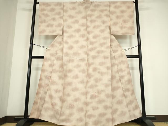 平和屋着物▽訪問着　単衣　紬地　総刺繍　紐文　正絹　逸品　DABE4470az
