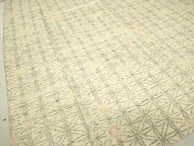 平和屋着物▽上質な紬　単衣　麻の葉文　正絹　逸品　DABE4472az