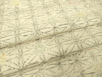 平和屋着物▽上質な紬　単衣　麻の葉文　正絹　逸品　DABE4472az