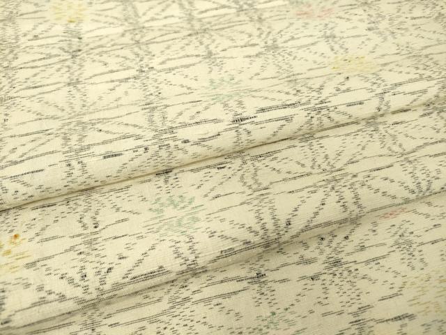 平和屋着物▽上質な紬　単衣　麻の葉文　正絹　逸品　DABE4472az