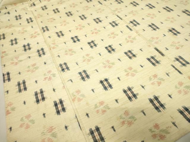 平和屋着物▽上質な紬　単衣　絣花文　正絹　逸品　DABE4473az