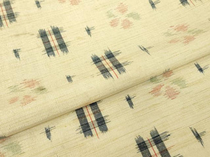 平和屋着物▽上質な紬　単衣　絣花文　正絹　逸品　DABE4473az