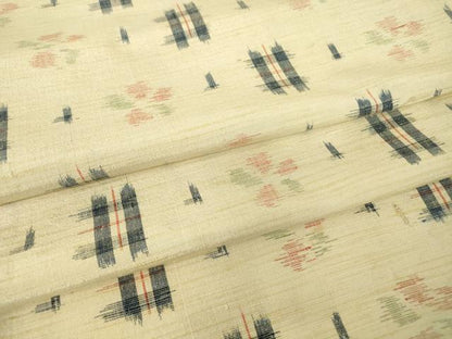 平和屋着物▽上質な紬　単衣　絣花文　正絹　逸品　DABE4473az