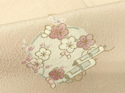 平和屋着物▽訪問着　単衣　雪輪花文　暈し染め　金彩　正絹　逸品　DABE4476az