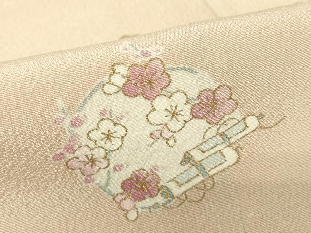 平和屋着物▽訪問着　単衣　雪輪花文　暈し染め　金彩　正絹　逸品　DABE4476az