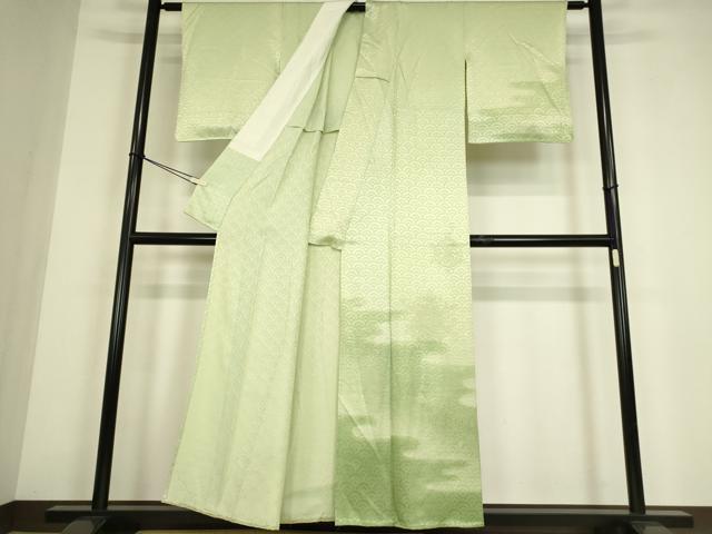 平和屋着物▽訪問着　単衣　刺繍　正倉院青海波花文　暈し染め　正絹　逸品　DABE4479az