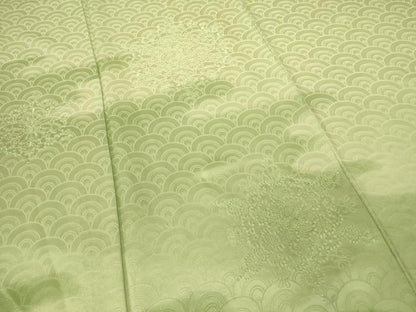 平和屋着物▽訪問着　単衣　刺繍　正倉院青海波花文　暈し染め　正絹　逸品　DABE4479az