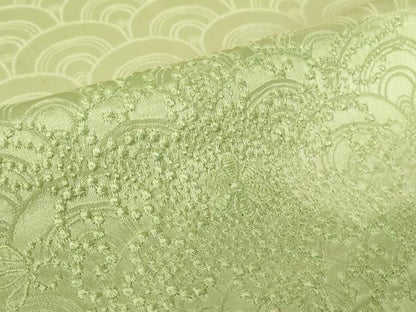 平和屋着物▽訪問着　単衣　刺繍　正倉院青海波花文　暈し染め　正絹　逸品　DABE4479az