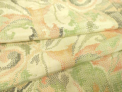 平和屋着物▽上質な紬　単衣　花尽くし　正絹　逸品　DABE4480az