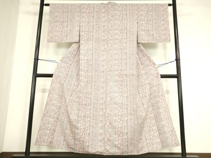 平和屋着物▽上質な紬　単衣　花間道　正絹　逸品　DABE4481az
