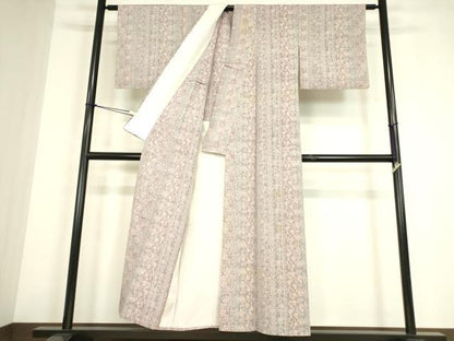 平和屋着物▽上質な紬　単衣　花間道　正絹　逸品　DABE4481az