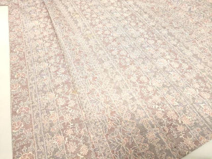 平和屋着物▽上質な紬　単衣　花間道　正絹　逸品　DABE4481az