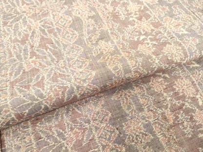 平和屋着物▽上質な紬　単衣　花間道　正絹　逸品　DABE4481az
