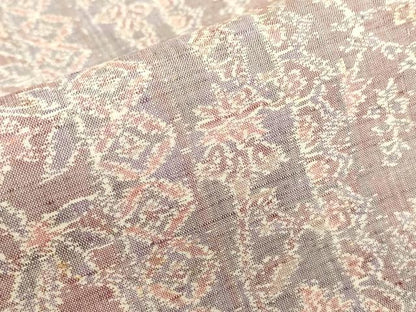平和屋着物▽上質な紬　単衣　花間道　正絹　逸品　DABE4481az