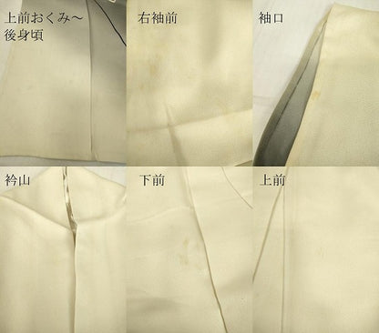 平和屋着物▽訪問着　単衣　舞蝶花文　手描き　暈し染め　正絹　逸品　DABE4482az