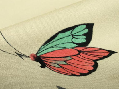 平和屋着物▽訪問着　単衣　舞蝶花文　手描き　暈し染め　正絹　逸品　DABE4482az