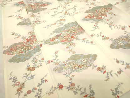 平和屋着物▽上質な小紋　単衣　雲取り花文　金彩　正絹　逸品　DABE4484az