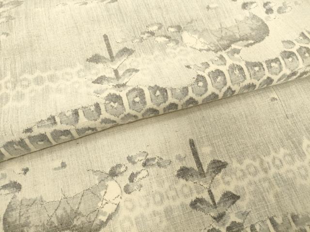 平和屋着物▽上質な紬　単衣　亀甲樹林文　正絹　逸品　DABE4485az