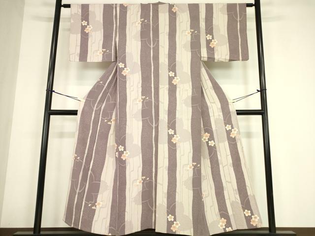 平和屋着物▽上質な小紋　単衣　舞桜文　正絹　逸品　DABE4488az