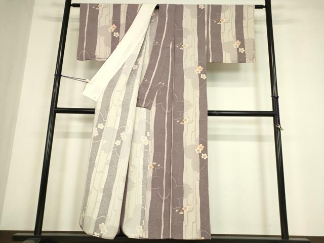 平和屋着物▽上質な小紋　単衣　舞桜文　正絹　逸品　DABE4488az