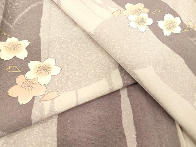 平和屋着物▽上質な小紋　単衣　舞桜文　正絹　逸品　DABE4488az
