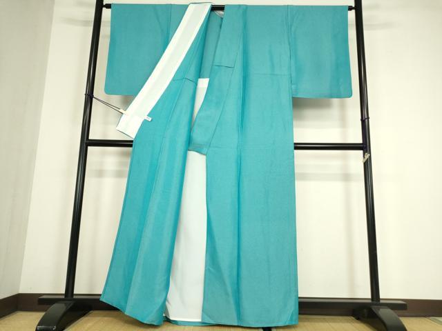 平和屋着物▽上質な色無地　単衣　金通し地　縹色　正絹　逸品　DABE4490az
