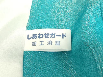 平和屋着物▽上質な色無地　単衣　金通し地　縹色　正絹　逸品　DABE4490az