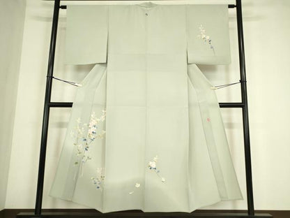 平和屋着物▽本加賀友禅作家　南 克治　訪問着　単衣　枝花文　正絹　逸品　DABE4491az