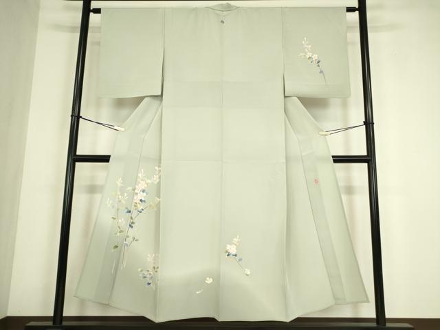平和屋着物▽本加賀友禅作家　南 克治　訪問着　単衣　枝花文　正絹　逸品　DABE4491az