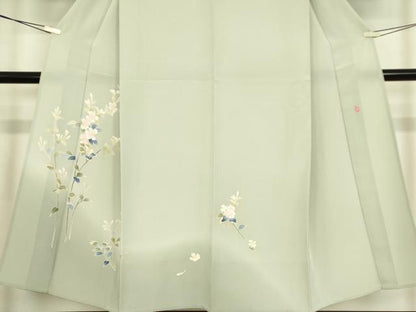 平和屋着物▽本加賀友禅作家　南 克治　訪問着　単衣　枝花文　正絹　逸品　DABE4491az